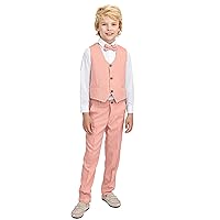 Lilax Boys Formal Suit 4 Piece Vest, Pants and Tie Dresswear Suit Set