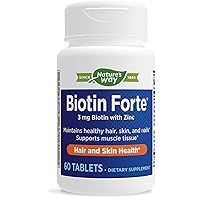 Nature's Way Biotin Forte with Zinc, Promotes Healthy Hair, Skin, & Nails*, 60 Tablets