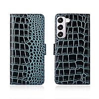 Crocodile Pattern Holster Magnetic Flip Phone Case, for Samsung Galaxy S21 FE (SM-G990B) Stend Function Folio Leather Cover with Card Holder,Blue