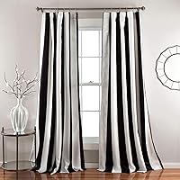 Wilbur Light Filtering Striped Window Curtains Set, 84 in L Panel Pair, Black, C32978P15-000