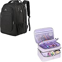 MATEIN Travel Backpack for Men, Expandable Laptop Backpack with USB Charging Port, Large Anti Theft Business Computer Bag, Sewing Supplies Organizer, Double-Layer Sewing Basket Accessories Organizer