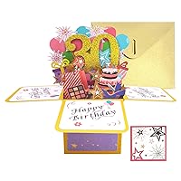 Happy 30th Birthday Cards 30th Birthday Greeting Card 30th Gift Card Birthday Pop Up Cards with Note Card and Envelope 30th Birthday Gifts for Women, Wife, Mother Gifts Box 3D Popup Birthday Cards