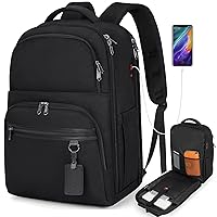 NUBILY Travel Laptop Backpack, 17 Inch Large Laptop Backpack for Men Women Flight Approved Luggage Carry On Backpack Water Resistant College Business Computer Bag with USB Port, Black