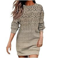 Fall Dresses for Women 2023 Print Casual Straight Fashion Loose Fit with Long Sleeve Round Neck Oversized Dress