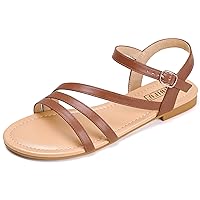 IDIFU Strappy Sandals for Women Dressy Summer Flat Sandals with Back Strap Open Toe Slingback Ankle Strap Sandals Wedding Bridal Prom Bride Bridesmaid Sandals Comfortable Cute Casual Dress Sandals