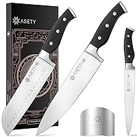 Kitchen Knife Professional Chef Knife Set 3 Piece, Ultra Sharp German Stainless Steel Knife and Finger Guard, Ergonomic Handle, NSF Food-Safe, Christmas Gifts for Women I Men