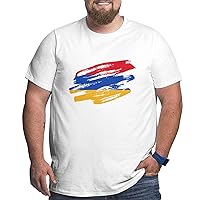 Texture Armenian Flag Big Size Men's T-Shirt Mens Soft Shirts Shirt Short Sleeve Tops