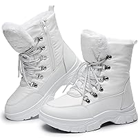 Rominz Womens Winter Snow Boots with Zipper Warm Fur Lined Mid Calf Ankle Booties for Women Comfortable Outdoor Anti Slip Boots