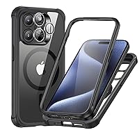 ESR for iPhone 15 Pro Max Case Set, 1 Set Individual Lens Protectors, Compatible with MagSafe Phone Case, Full-Coverage Military-Grade Protection, Scratch Resistant, Armor Series,Clear Black