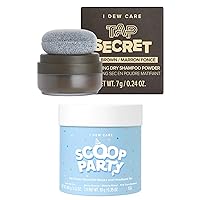I DEW CARE Dry Shampoo Powder - Tap Secret Dark Brown + Wash-off Masks with Headband Set - Scoop Party Bundle