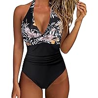 White Bathing Suits Women One Piece Bride Striped Swimsuit Multi Color Print Splicing Backless Hanging Neck St