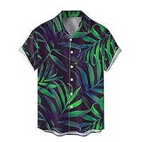 Men's Hawaiian Shirts Button Down Floral Printed Dress Shirts Short Sleeve Cotton Linen Summer Beach Bowling Shirt