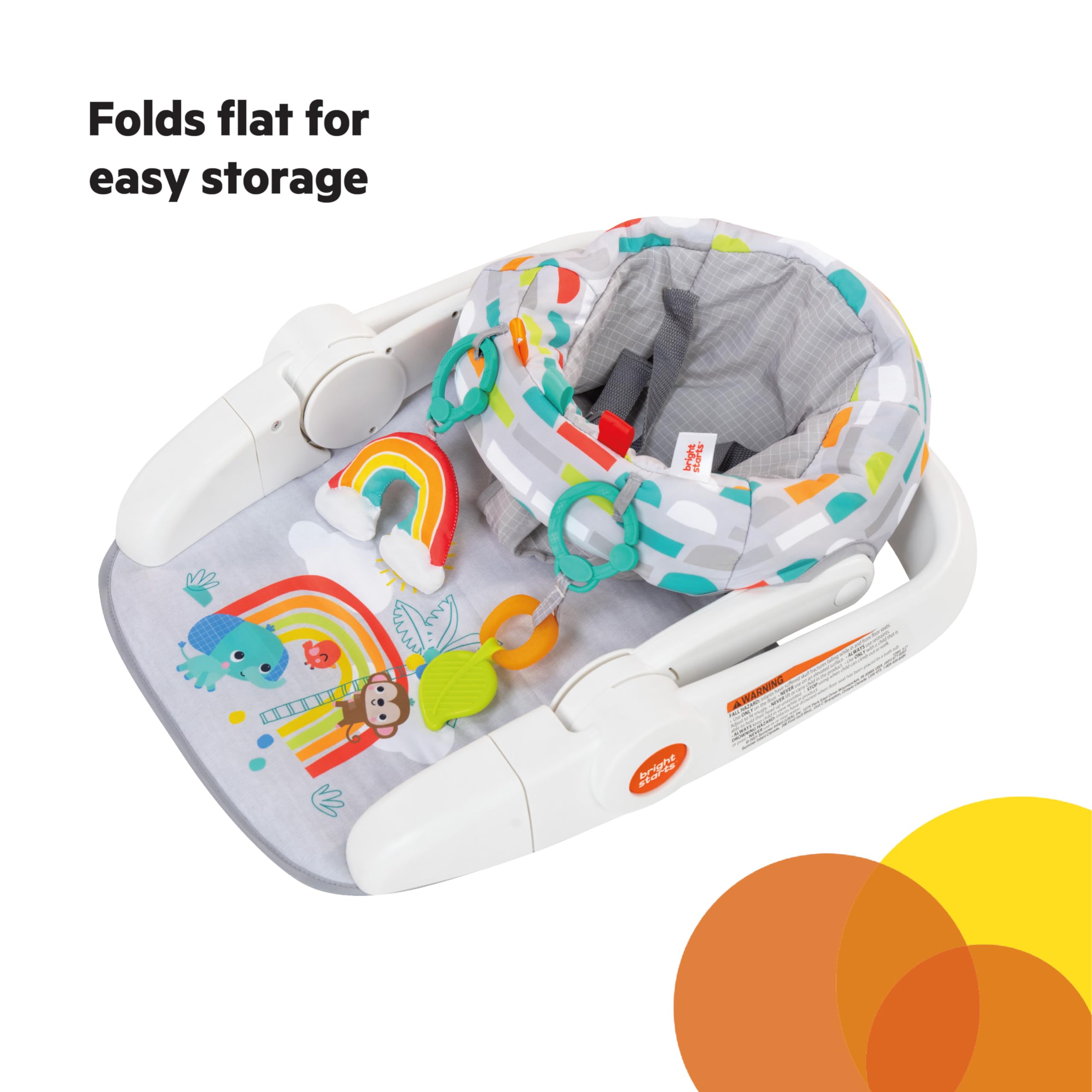 Bright Starts Learn-to-Sit 2-Position Baby Floor Seat with Toys, Unisex, 4-12 Months, Playful Paradise