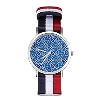 Blue Paisley Men's Watches Minimalist Fashion Business Casual Quartz Wrist Watch for Women