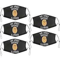 My Spirit Animal is A Potato Kids Face Masks Set of 5 with 10 Filters Washable Reusable Breathable Black Cloth Bandanas Scarf for Unisex Boys Girls