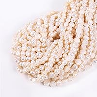 Genuine Freshwater Pearl Beads for Jewelry Making, 0.8mm Hole Cultured Near Round Irregular Shape White Pearls for Bracelet Making Loose Beads (Near Round 8-9mm)