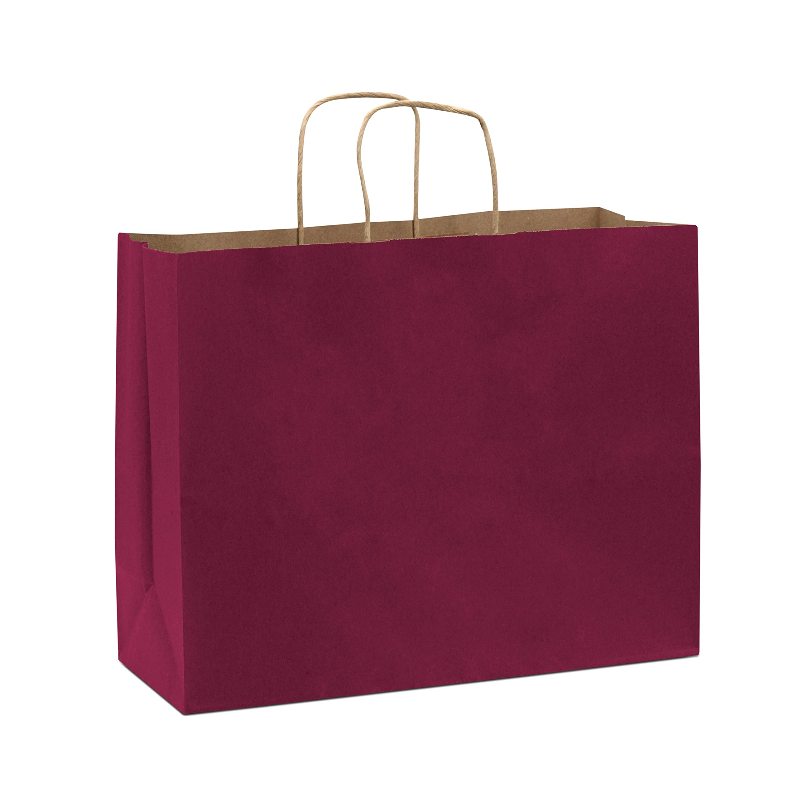 Pink Gift Bags with Handles - 16x6x12 Inch 100 Pack Large Fuchsia Kraft Paper Shopping Bags with Handles for Small Business, Retail & Boutique Use, Merchandise, Birthday & Holiday Gift Wrap, in Bulk