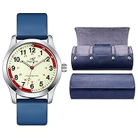 SIBOSUN Wrist Watch for Nurse, Medical Students,Doctors, Easy to Read Watches Quick Release Band Blue Watch Roll Travel Case Watch Box Luxury PU Leather 3 Slot Travel Portable Jewelry Box