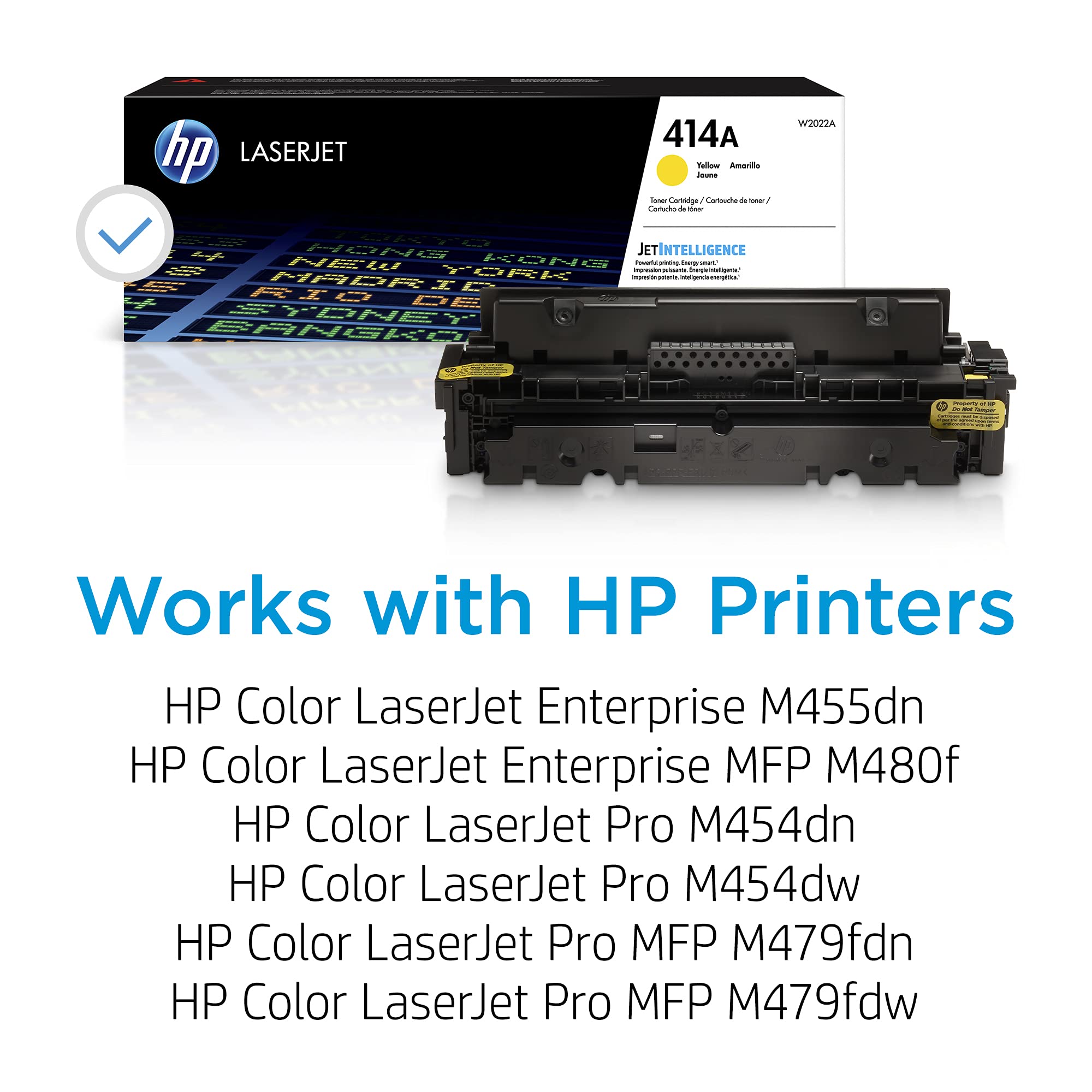 HP 414A Yellow Toner Cartridge | Works with HP Color LaserJet Enterprise M455dn, MFP M480f; HP Color LaserJet Pro M454 Series, HP Color LaserJet Pro MFP M479 Series | W2022A