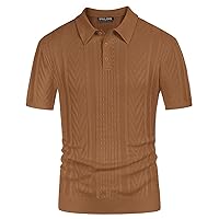 PJ PAUL JONES Mens Knitted Polo Shirt Short Sleeve Knit Texture Shirt Men Knitting Golf T Shirts