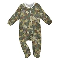 Baby One-Piece Rompers, Newborn To Infant Romper Footies, Camouflage Maple Leaves