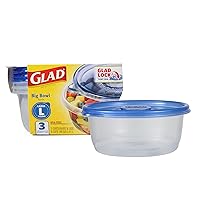 GladWare Big Bowl Food Storage Containers, Large Round Bowl Holds 48 Ounces of Food, 3 Count Set | Glad Food Storage Containers for Everyday Use to Preserve Freshness