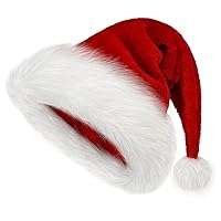 2Pcs Christmas Cap Thick Ultra Soft Plush Santa Claus Holiday Fancy Dress Hats 
