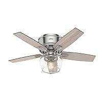 Hunter Bennett Low Profile Indoor Ceiling Fan with LED Light and Remote Control, 44