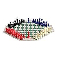 The House of Staunton Four Player Chess Set Combination - Triple Weighted Regulation Colored Chess Pieces, Four Player Vinyl Chess Board
