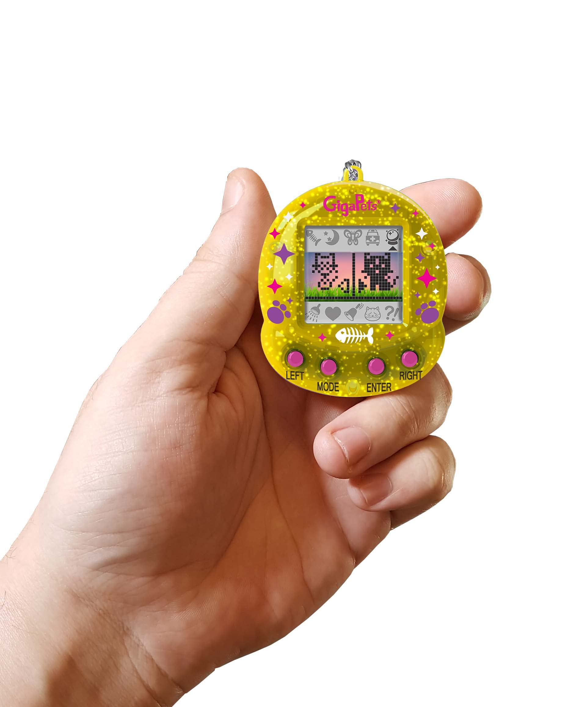 Top Secret Toys Giga Pets CompuKitty & StarCat Electronic Virtual Pet Toy, 2 Pets 1 Device, New Glossy Housing Shell, Classic 90s CompuKitty, 3D Pet Live in Motion