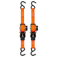 10’ Retractable Ratchet Straps, 2 Pack – 3,000lb Break Strength, 1,000lb Safe Work Load — Haul Motorcycles, Boats, and Appliances with Patented Technology Heavy Duty Ratchet Straps