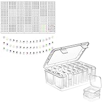 Mathtoxyz 1400 Pieces Letter Beads Kit (Black) and 15Pcs Small Bead Organizers and Storage