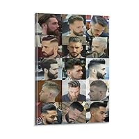 RCIDOS Men's Hair Design Poster Hair Salon Posters Barbershop Barber Salon Poster (2) Canvas Painting Posters And Prints Wall Art Pictures for Living Room Bedroom Decor 08x12inch(20x30cm) Frame-style