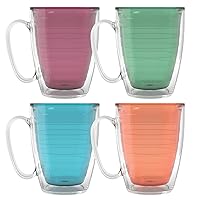 Tervis Clear & Colorful Tabletop - Bright Colors Mug Collection Made in USA Double Walled Insulated Tumbler Travel Cup Keeps Drinks Cold & Hot, 16oz Mug - 4pk, Assorted
