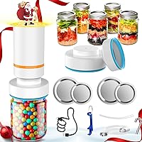 Mason Jar Vacuum Sealer Kit, Electric Mason Jar Vacuum Sealer with 4 Jar Lids and Lid Opener, Best Food Storage Tools Electric Mason Jar Sealer for Wide Mouth and Regular Mouth Mason Jars