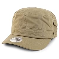 Trendy Apparel Shop XXL Big Head Oversize Flat Top Army Cap with Map Pocket