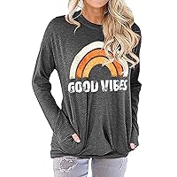 Hount Womens Casual Loose Fit Shirts Long Sleeve Comfy T-Shirts Pullover Sweatshirts with Pockets