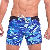 Andongnywell Men's Swimsuit Camo Quick Dry Mens Swimming Shorts Trunks with Pocket Camouflage Short Pants