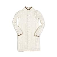 Hope & Henry Girls' Turtleneck Cable Knit Sweater Dress