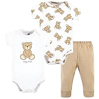 Hudson Baby Unisex Baby Cotton Bodysuit and Pant Set, Teddy Bears Short Sleeve, 6-9 Months