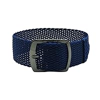 HNS 22mm Navy Perlon Braided Woven Watch Strap with PVD Buckle