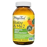 MegaFood Baby & Me 2 Prenatal Vitamin and Minerals - Vitamins for Women - with Folate (Folic Acid Natural Form), Choline, Iron, Iodine, and Vitamin C, Vitamin D and more - 120 Tabs (60 Servings)