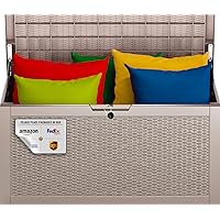 100 Gal Deck Box, Large Outdoor Storage Box Waterproof as Porch & Patio Furniture for Pool Toys, Cushions, Pillow, Hose, Gardening Tools, Supplies - Taupe