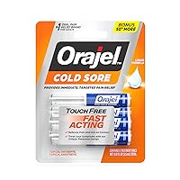 Orajel Touch Free Cold Sore Treatment .12oz, Liquid Formula, Provides Immediate & Targeted Pain Relief, Bonus Size, 6 Applicators.