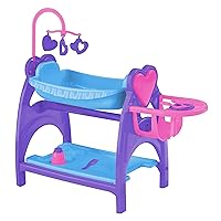 American Plastic Toys All-in-1 Nursery Playset, Doll Furniture, Crib, Feeding Station, Learn to Nurture and Care, BPA-Free, Ages 3+,Black
