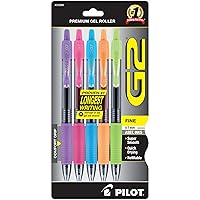 G2 Premium Gel Roller Pens, Fine Point 0.7 mm, Assorted Colors, Pack of 5