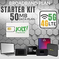 Jolt Mobile Starter Kit Free 50MB Data Service Nationwide AT&T 5G 4G LTE SIM Card for GPS trackers, Smart watches, Hotspots, WiFi, MiFi, USB Sticks, Mobile Routers, Triple Cut SIM Fits All IoT Devices
