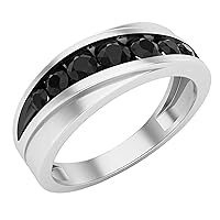 Dazzlingrock Collection 0.80 Carat (ctw) Round Black Diamond Mens Channel Set Wedding Anniversary Band Ring, Available in 10K/14K/18K Gold & 925 Sterling Silver