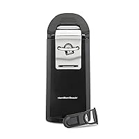 Hamilton Beach Smooth Touch Electric Automatic Can Opener Easy Push Down Lever, For All Standard-Size and Pop-Top, Extra Tall, With Bottle Opening Accessory and Built-In Knife Sharpener, Black