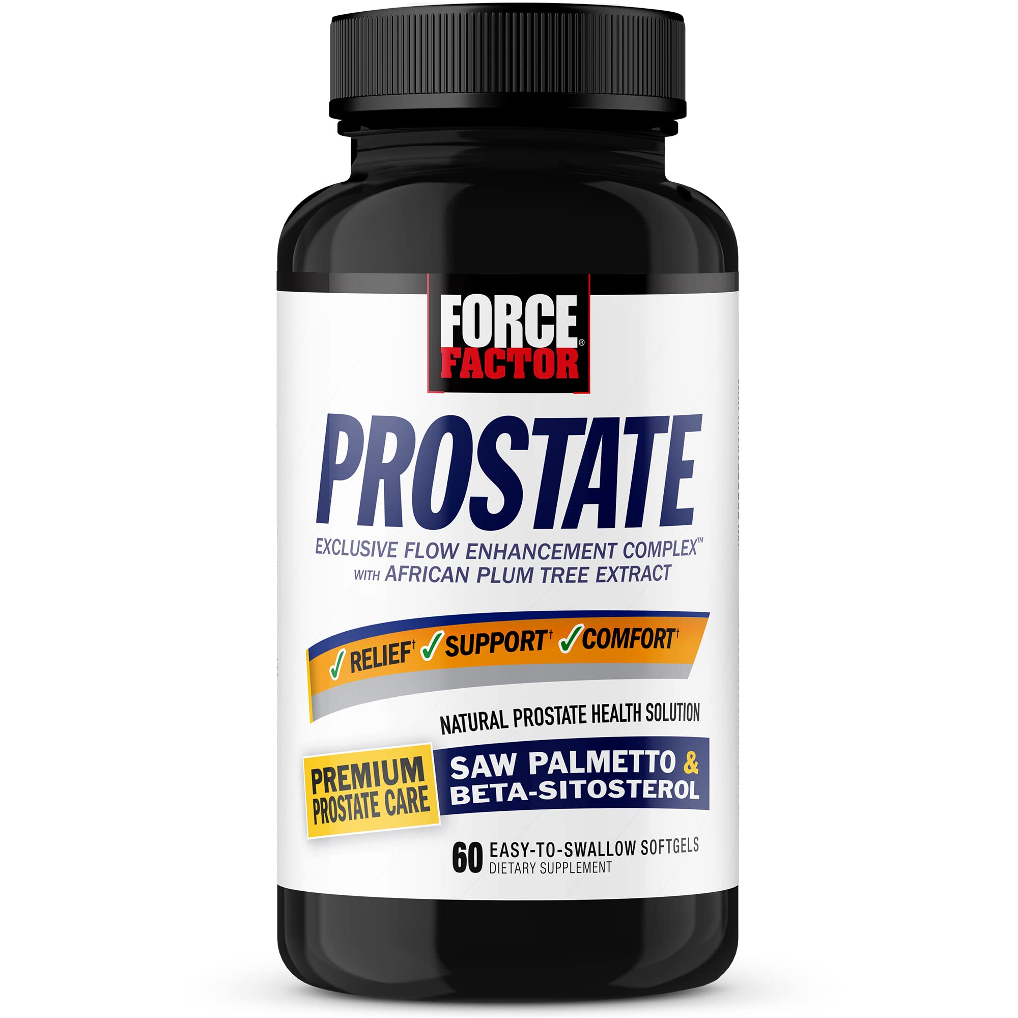 Force Factor Prostate Saw Palmetto and Beta Sitosterol Supplement for Men, Prostate Health Support, Prostate Size Support, Urinary Relief, Bladder Control, Reduce Nighttime Urination, 60 Softgels